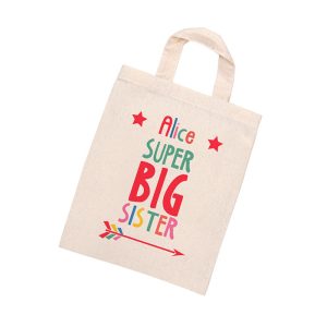 Personalised Big Sister Mini Tote Bag - White or Natural