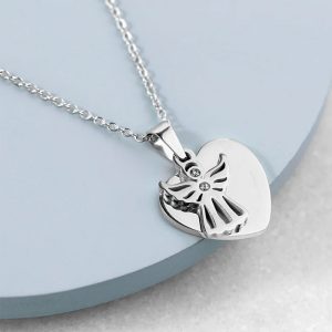 Personalised Silver Plated Guardian Angel Necklace