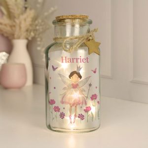 Girl's Personalised Fairy Princess LED Glass Jar