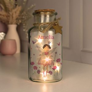 Girl's Personalised Fairy Princess LED Glass Jar