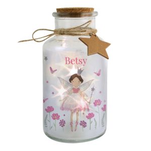 Girl's Personalised Fairy Princess LED Glass Jar
