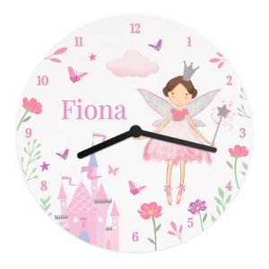 Girl's Personalised Fairy Princess Wooden Clock