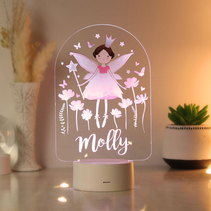 Girl's Personalised Fairy Princess LED Colour Changing Light
