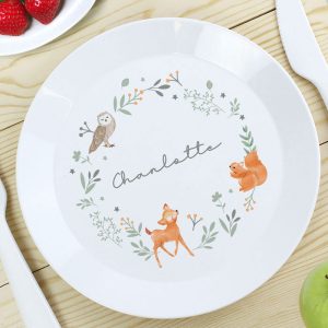 Personalised Woodland Animals Plastic Toddler Plate