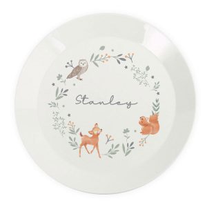 Personalised Woodland Animals Plastic Toddler Plate
