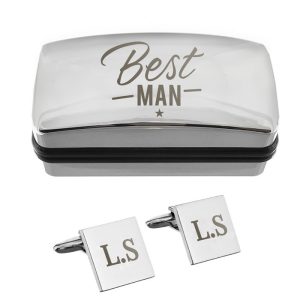 Personalised Best Man Wedding Cufflinks and Box Set