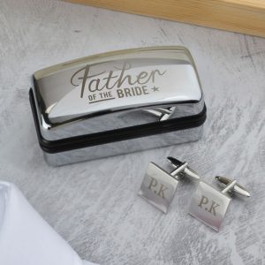 Personalised Father of the Bride Wedding Cufflinks & Box Set