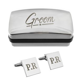 Personalised Groom Wedding Cufflinks and Box Set