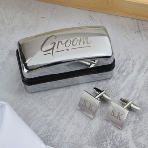 Personalised Groom Wedding Cufflinks and Box Set