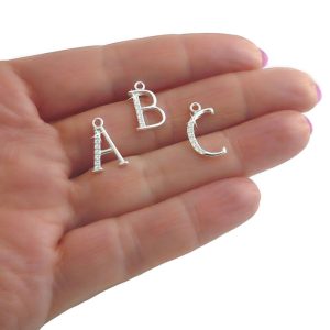 Sterling Silver Paperclip Chain Bracelet Cross & Initial