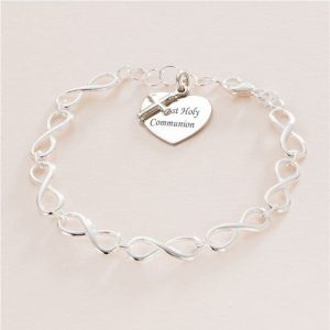 Engraved Silver Communion or Confirmation Charm Bracelet