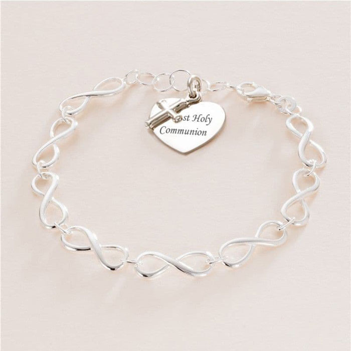Engraved Silver Communion or Confirmation Charm Bracelet