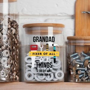 Personalised Fixer of All Things Glass Storage Jar