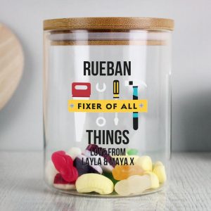 Personalised Fixer of All Things Glass Storage Jar