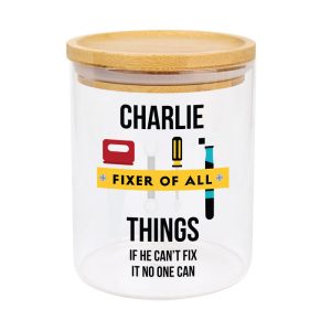 Personalised Fixer of All Things Glass Storage Jar