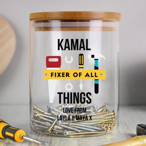 Personalised Fixer of All Things Glass Storage Jar