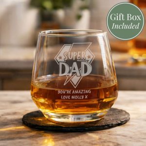 Personalised Super Dad Whisky Tumbler Glass