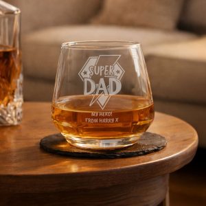 Personalised Super Dad Whisky Tumbler Glass