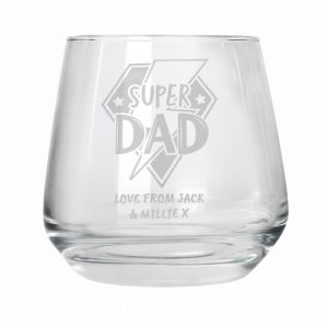Personalised Super Dad Whisky Tumbler Glass