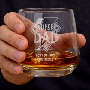 Personalised Super Dad Whisky Tumbler Glass
