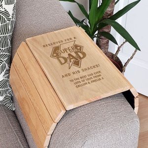 Personalised Super Dad Wooden Sofa Tray