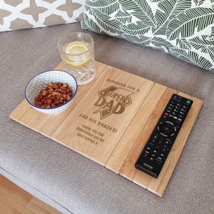 Personalised Super Dad Wooden Sofa Tray