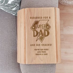 Personalised Super Dad Wooden Sofa Tray