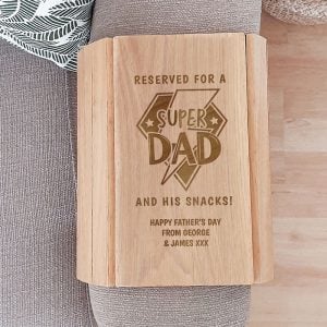 Personalised Super Dad Wooden Sofa Tray