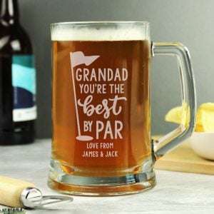 Personalised Best By Par Glass Pint Tankard Golfer Gift