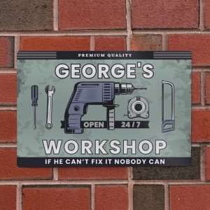 Personalised Workshop Metal Sign Men's Gift