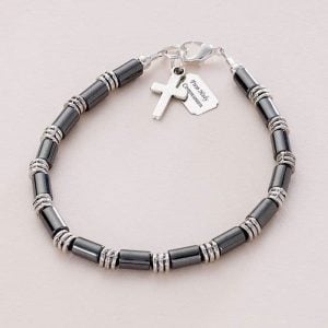 Boy's Personalised Communion or Confirmation Bracelet Black