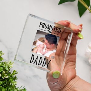 Promoted To Daddy Glass Photo Upload Token