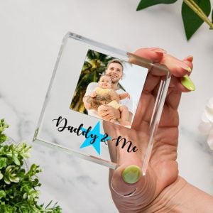 Daddy & Me Glass Photo Token Father's Day, New Dad Gift