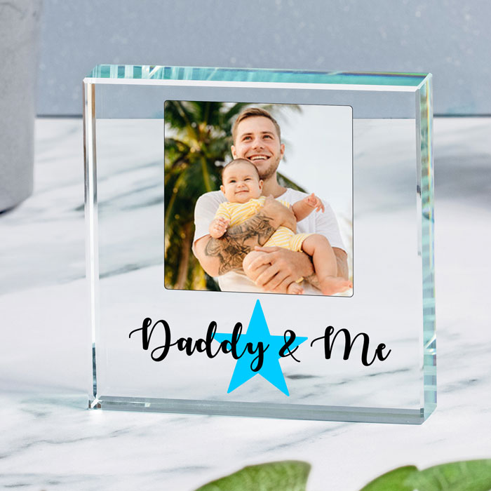Daddy & Me Glass Photo Token Father's Day, New Dad Gift