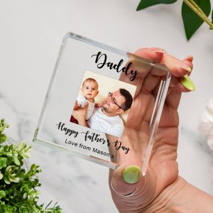 Happy Father's Day Personalised Glass Photo Keepsake Token