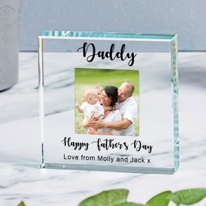 Happy Father's Day Personalised Glass Photo Keepsake Token