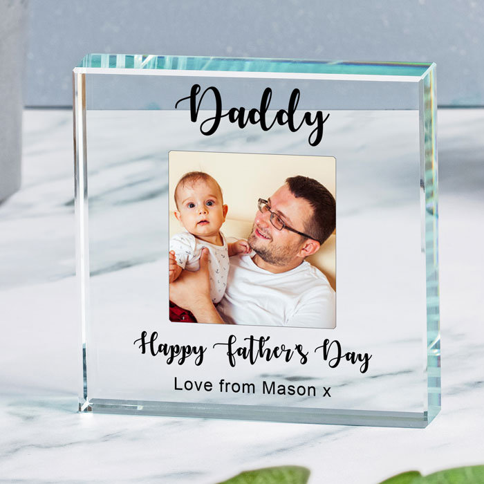 Happy Father's Day Personalised Glass Photo Keepsake Token