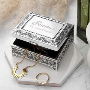 Girl's Personalised Graduation Silver Plated Trinket Box