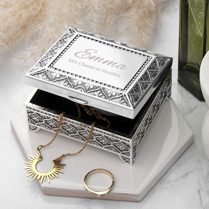 Girl's Personalised Graduation Silver Plated Trinket Box