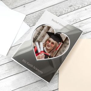 Personalised Graduation Silver Plated Heart Photo Frame