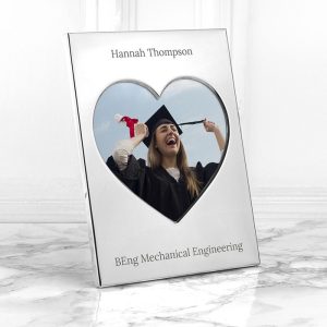 Personalised Graduation Silver Plated Heart Photo Frame