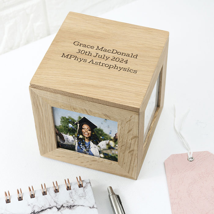Personalised Graduation Wooden Photo Cube