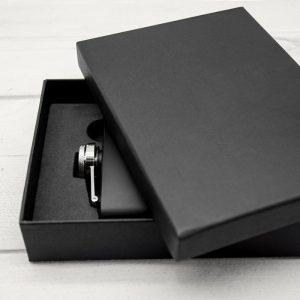 Male Wedding Party Personalised Black Hip Flask Suit Design