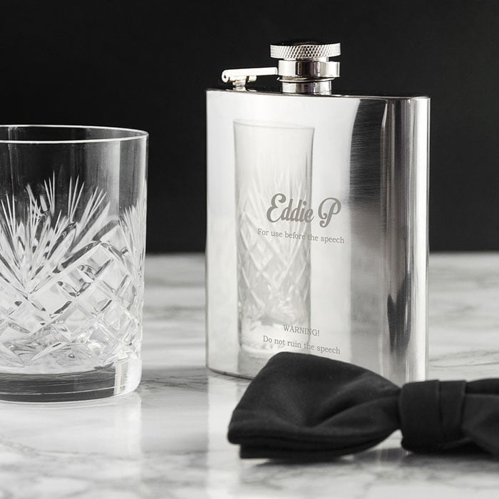 Engraved Best Man The Speech Stainless Steel Hip Flask