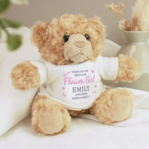 Personalised Girl's Free Text Teddy Bear - Flower Girl etc.