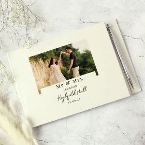 Personalised Photo Upload Hardback Wedding Guest Book & Pen