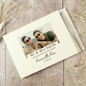 Personalised Photo Upload Hardback Wedding Guest Book & Pen