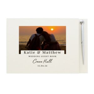 Personalised Photo Upload Hardback Wedding Guest Book & Pen