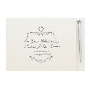 Personalised Ornate Swirl Hardback Guest Book & Pen