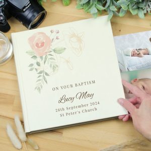 Personalised Floral Square Photo Slip In Album 6x4 Photos